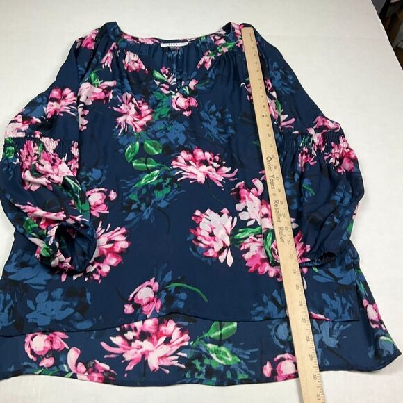 Sioni Tunic Blouse Floral V-Neck Long Sleeve Loose Fit Shirt Lightweight Large - Picture 6 of 12